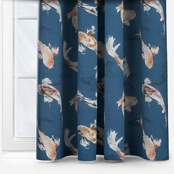 Voyage Koi Carp Cobalt curtain