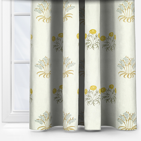William Morris At Home Lily Flower Embroidery Ochre Curtain