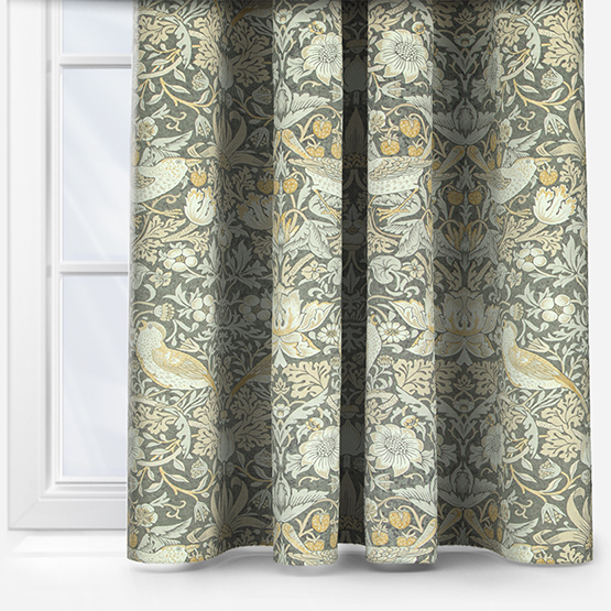 William Morris At Home Strawberry Thief Velvet Flint Curtain