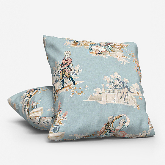 Camengo Gavotte Tissu Bleu Doux Cushion