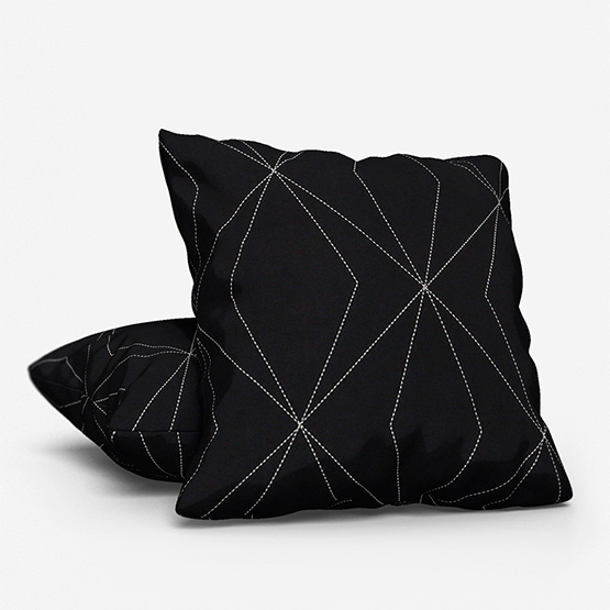 Tissus Berlin Art Gris Sur Fond Noir Cushion