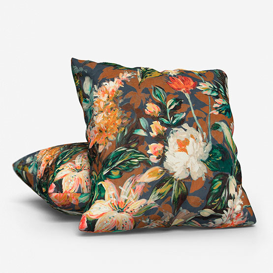 Lilium Velvet Russte and Noir Cushion