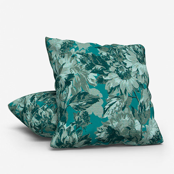 Clarke & Clarke Sunforest Jacquard Peacock cushion