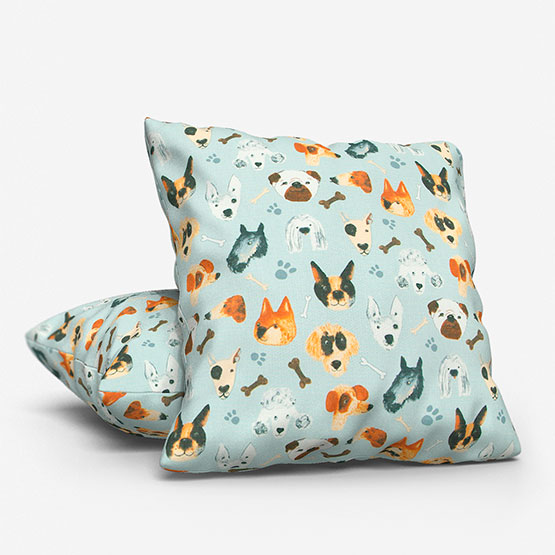 Portrait Pups Seafoam Cushion