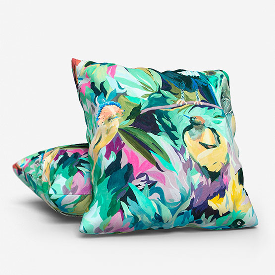 Harlequin Dance of Adornment Wilderness Nectar and Pomegranate Cushion