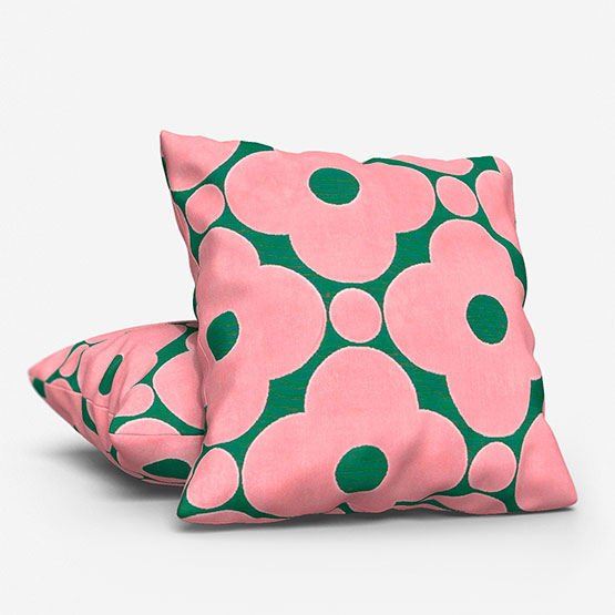 Orla Kiely Velvet Spot Flower Jade cushion