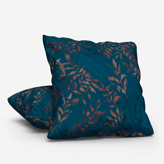 Sonova Studio Kaleidoscope Leaves Blue Rust cushion