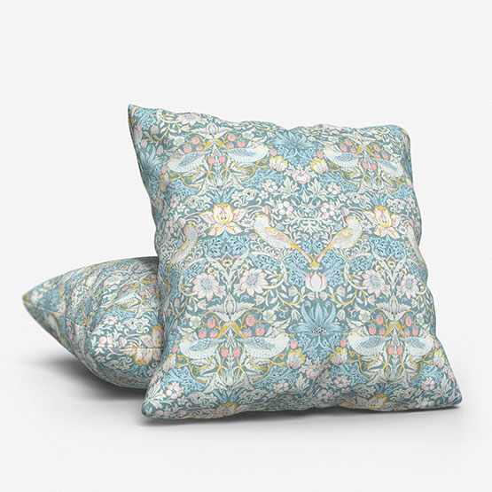William Morris Strawberry Thief Slate and Blush Cushion