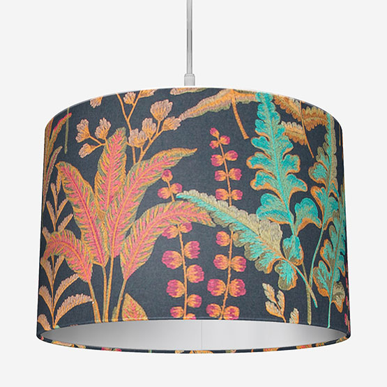 Bracken Embroidery Russet and Aqua Lamp Shade