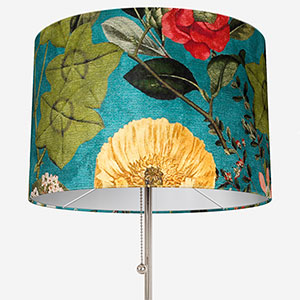 Details about   Clarke PASSIFLORA kingfisher blue green pink velvet floral fabric drum lampshade 