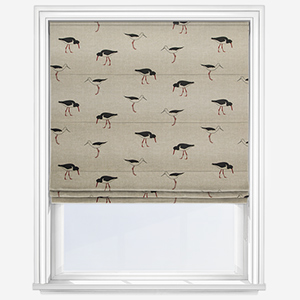 Emily Bond Oyster Catcher Charcoal Roman Blind