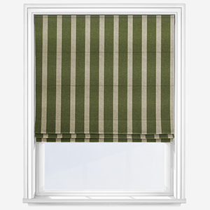 Emily Bond Parasol Stripe Fern Green Roman Blind