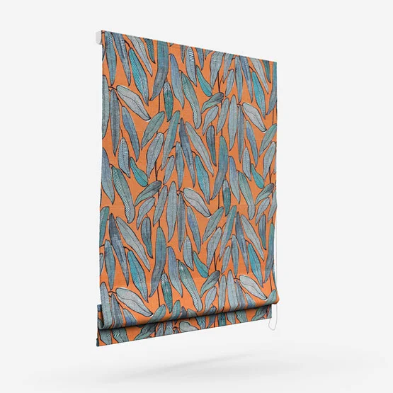 Edinburgh Weavers Tropical Leaf Tangerine roman