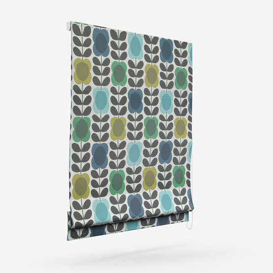 Orla Kiely Spot Flower Stem Blue and Green roman