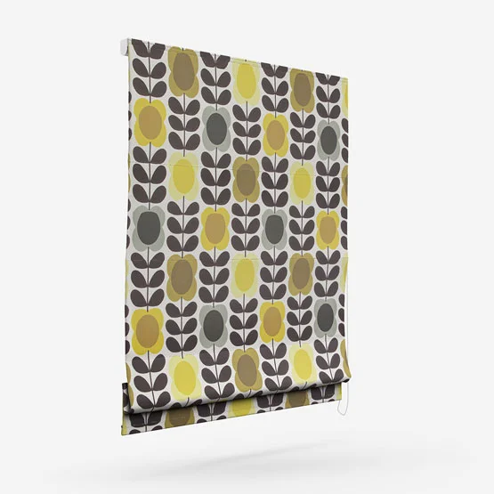 Orla Kiely Spot Flower Stem Yellow and Grey roman