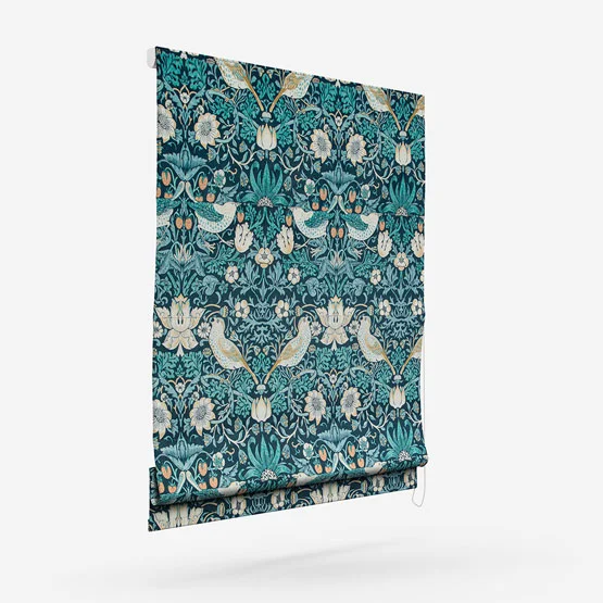 William Morris At Home Strawberry Thief Velvet Indigo roman