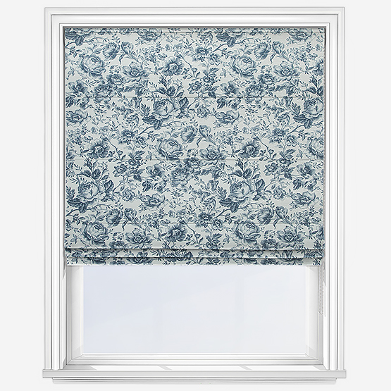 Camengo Celestine Tissu Bleu Encre Roman Blind