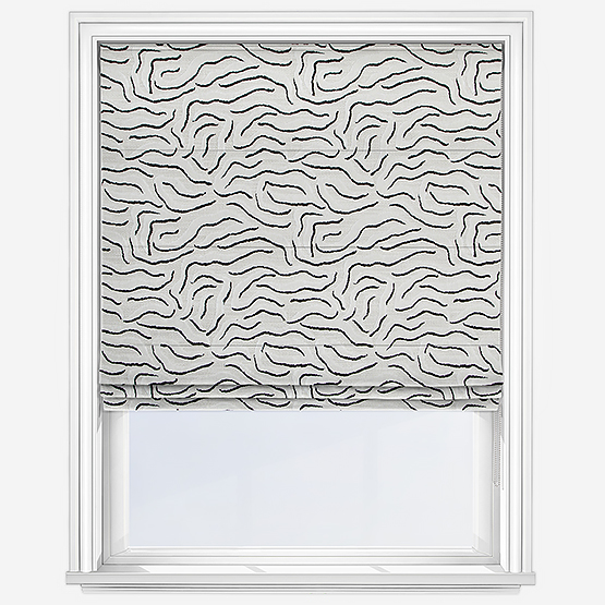 Camengo Ophea Velvet Black and White Roman Blind