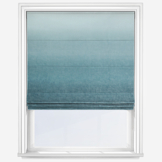 Casamance Winona White Petrole Roman Blind