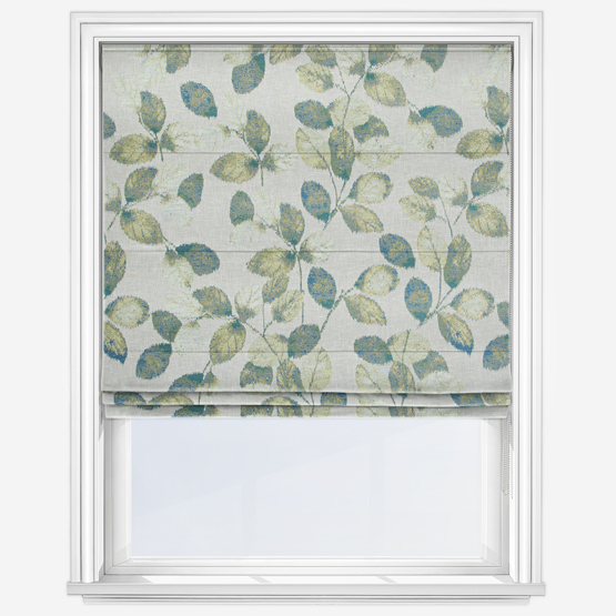 Northia Olive and Peacock Roman Blind