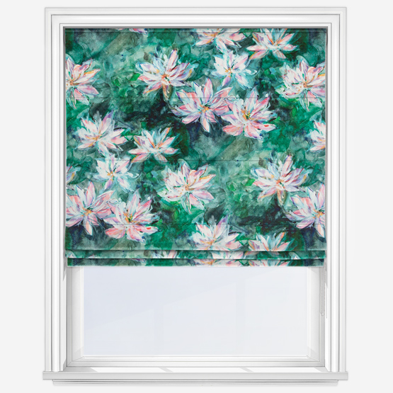 Fibre Naturelle Waterlily Green Roman Blind