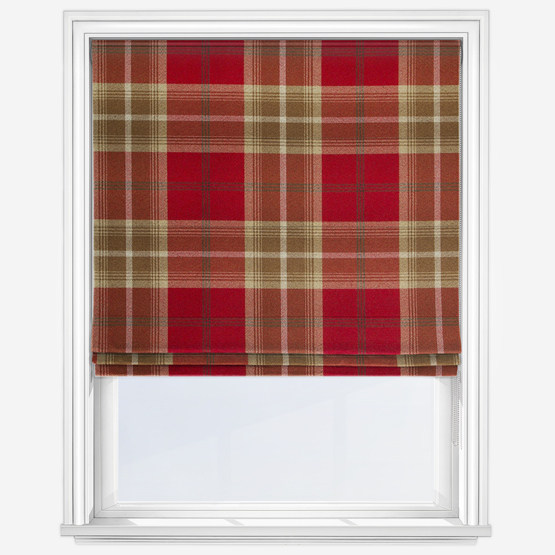 Balmoral Red Roman Blind