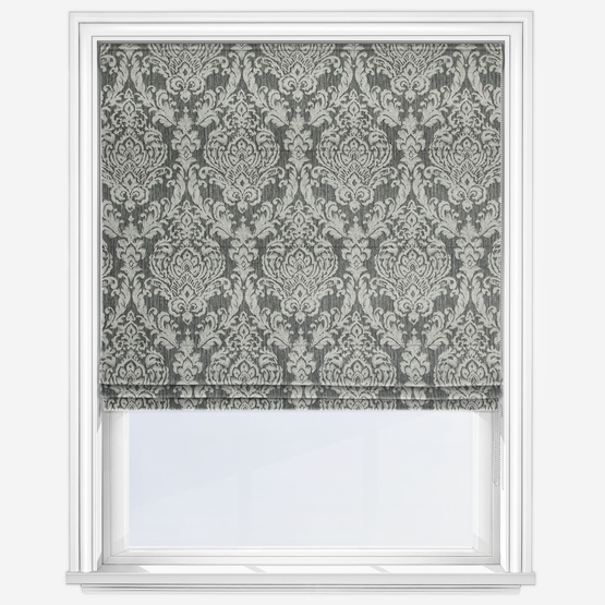 Classic Damask Charcoal Roman Blind