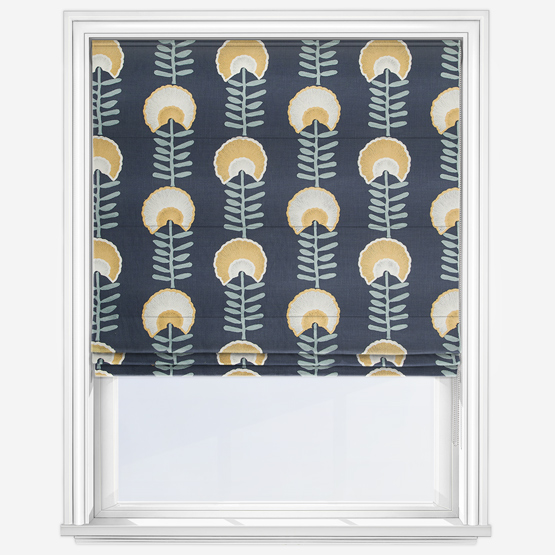 Scandi Floral Ochre Roman Blind