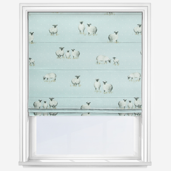 Sheepy Blue Roman Blind