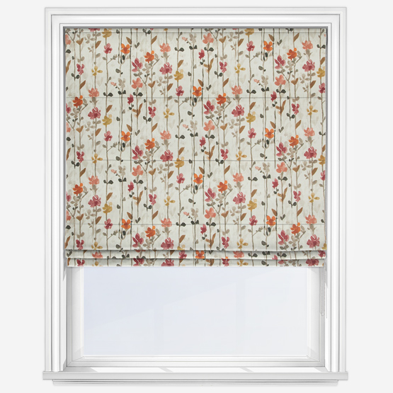 Woodland Floral Raspberry Roman Blind