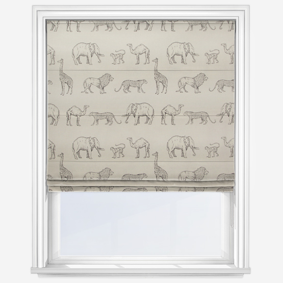 Prairie Animals Anthracite Roman Blind