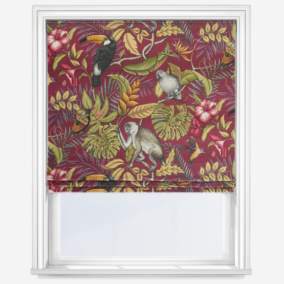 Rainforest Cranberry Roman Blind