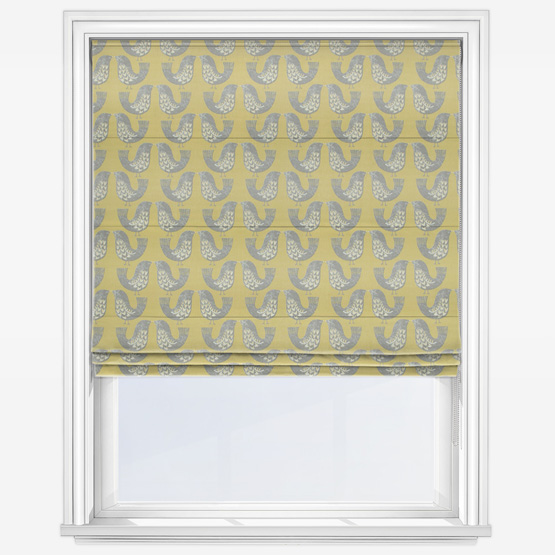 Scandi Birds Mustard Roman Blind