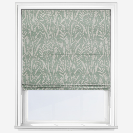 Wild Grasses Jade Roman Blind