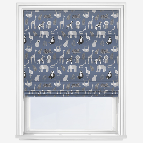 Sonova Studio Jungle Jumble Dusky Blue Roman Blind