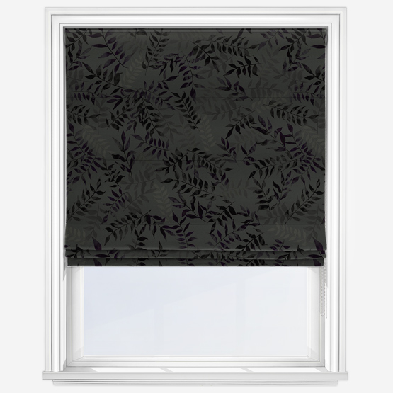 Sonova Studio Kaleidoscope Leaves Charcoal Roman Blind