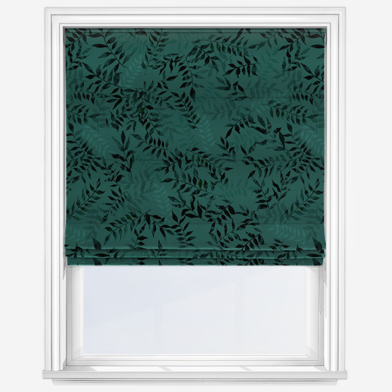 Sonova Studio Kaleidoscope Leaves Teal Roman Blind