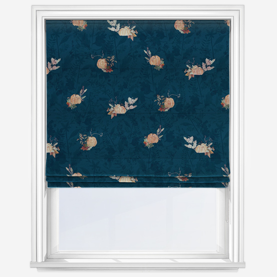 Sonova Studio Pumpkin Spice Midight Blue Roman Blind