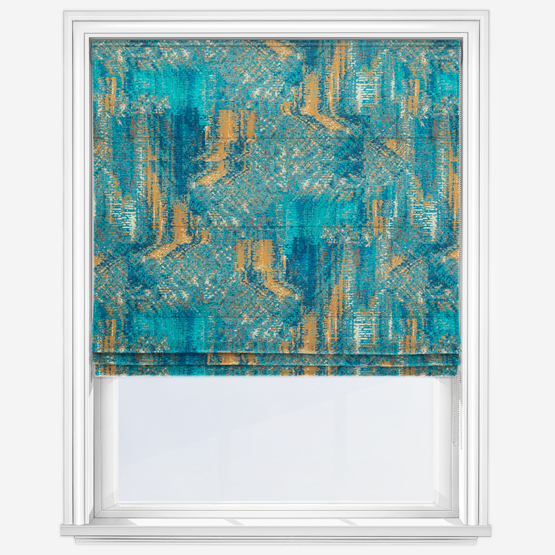 Hillcrest Velvet Teal and Spice Roman Blind