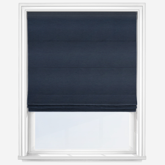 Touched By Design Luxe Faux Silk Indigo Roman Blind
