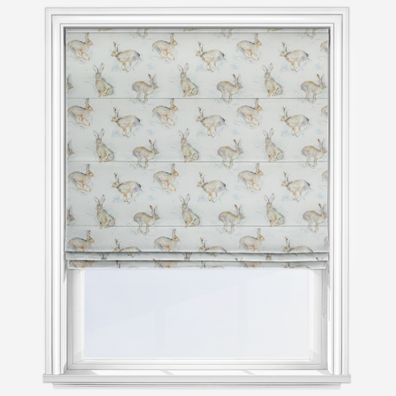 Voyage Hurtling Hares Linen Roman Blind