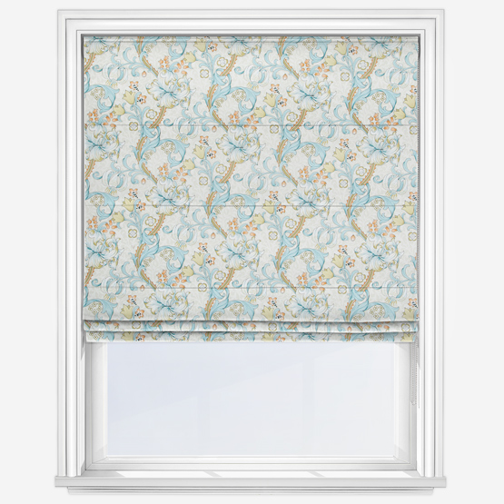 William Morris Golden Lily Linen and Teal Roman Blind