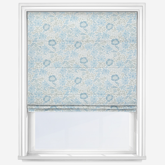 William Morris Mallow Denim and Ivory Roman Blind