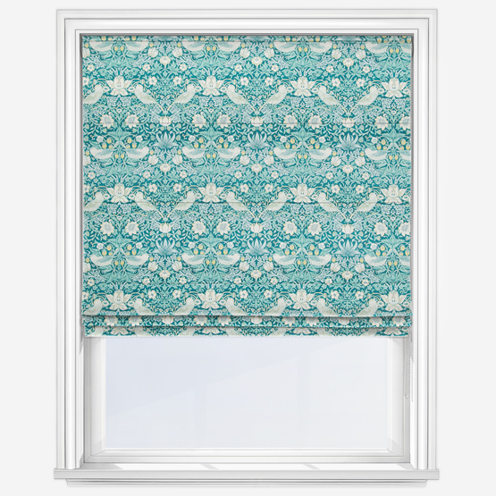 William Morris Strawberry Thief Teal Roman Blind