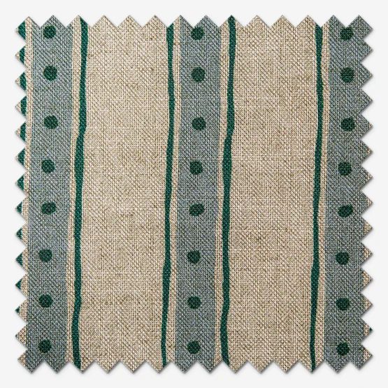 Emily Bond Block Printed Stripe Blue & Green roman