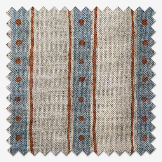 Emily Bond Block Printed Stripe Blue & Red roman