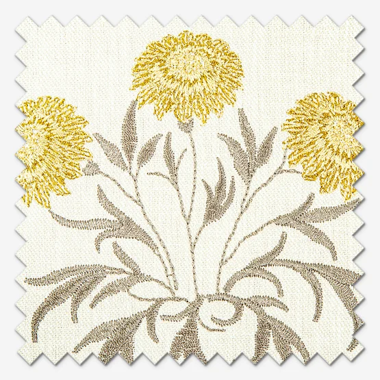 William Morris At Home Lily Flower Embroidery Ochre curtain