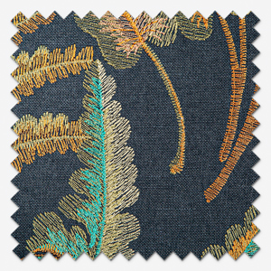 Bracken Embroidery Russet and Aqua