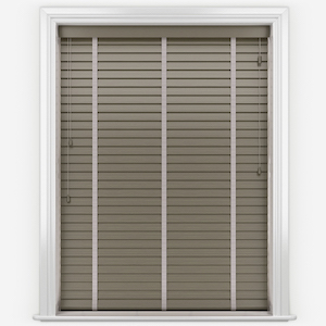 Arena Aspect Taupe Grey with Light Grey Tapes Wooden Venetian Blinds