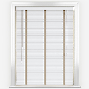 Dalby Bamboo Capella White with Light Beige tapes Wooden Venetian Blind